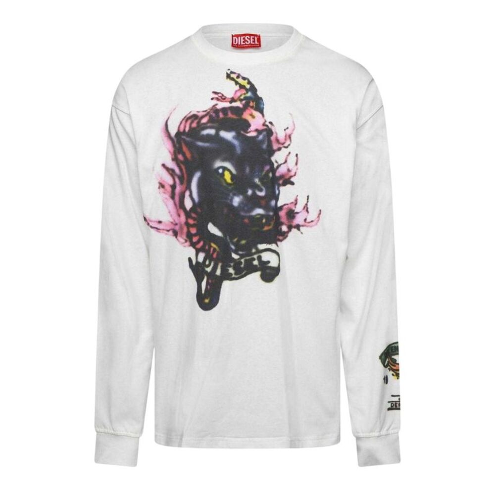 Diesel Mens T-Boxt Long-Sleeved T-Shirt / Off White